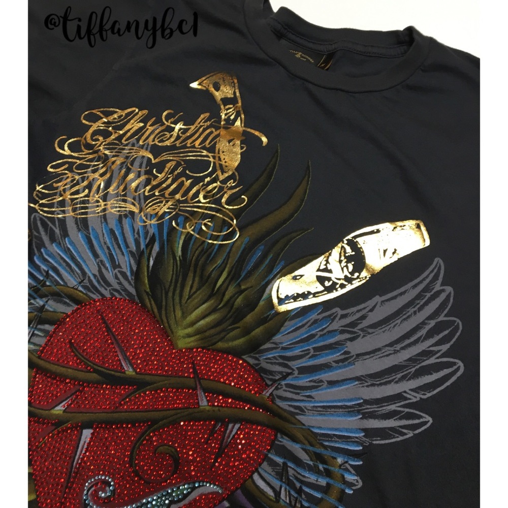 Christian Audigier Heart Breaker Rhinestone Tee - Picture 3 of 10